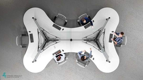 Overview of dogbone Post-COVID cubicle workstation
