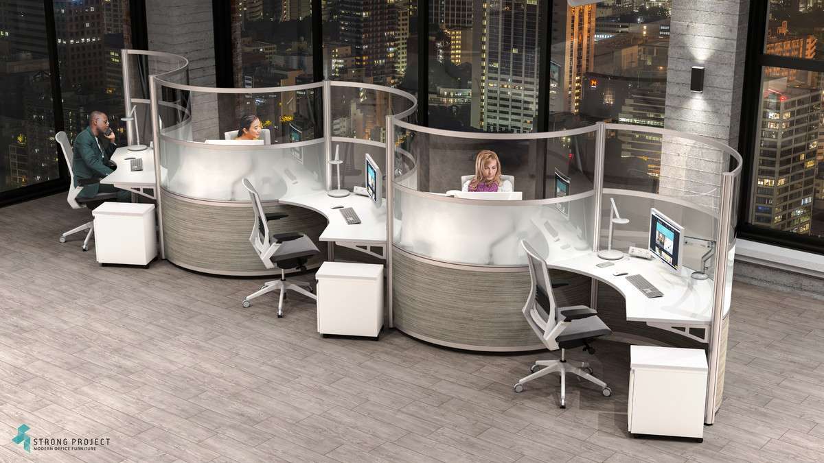 Curved modular office furniture
