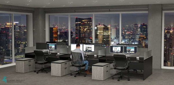 black modern post-Covid cubicle