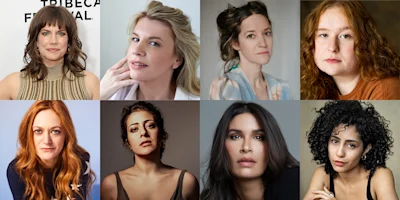A collage of eight women, each facing the camera in individual portrait photos, with varied facial expressions and backgrounds.