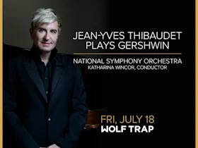 Poster image of Jean-Yves Thibaudet plays Gershwin in Washington DC.