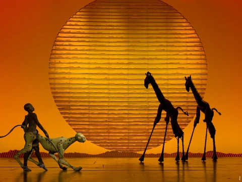 Production shot of The Lion King in New York, showing Circle Of Life.