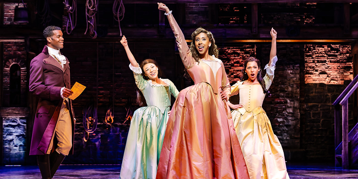 Nathania Ong as Eliza, Emily-Mae as Angelica and Simbi Akande as Peggy 1200 LT Photo by Danny Kaan