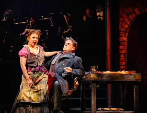 Production shot of Stephen Sondheim’s Old Friends in London, with Lea Salonga and Jeremy Secomb.
