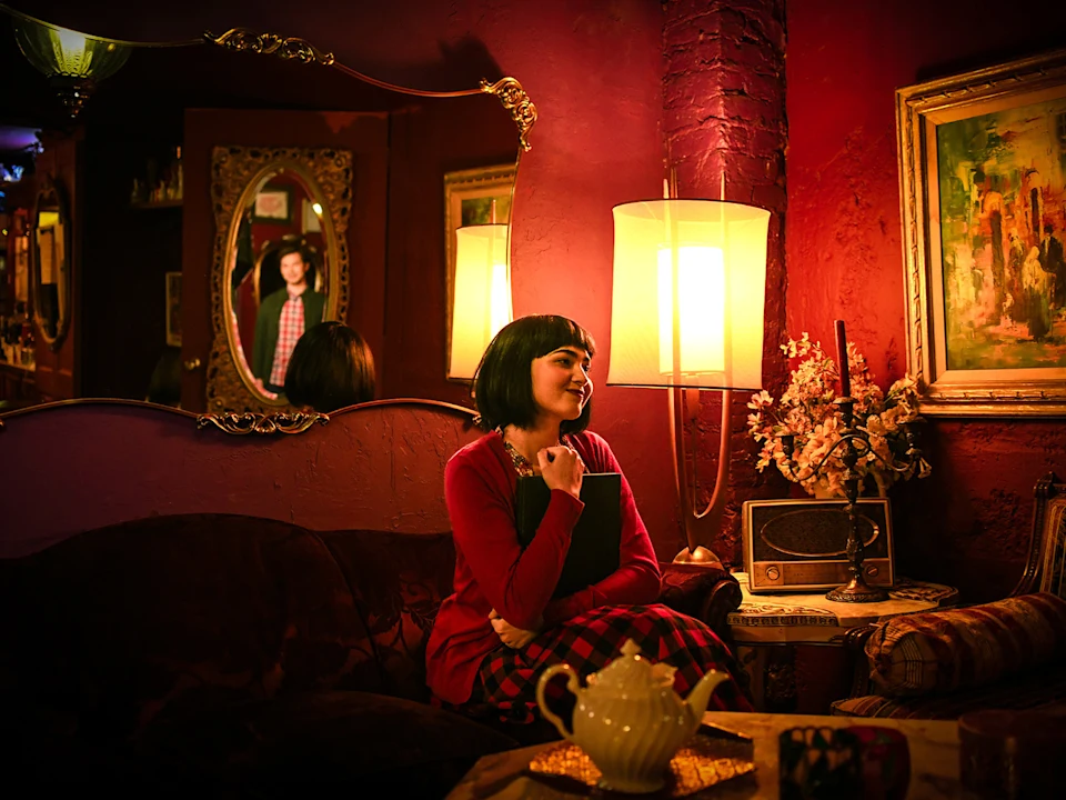 Aurora Penepacker in a publicity image for Kokandy Productions’ Chicago premiere of Amélie. (Photo by Collin Quinn Rice.)