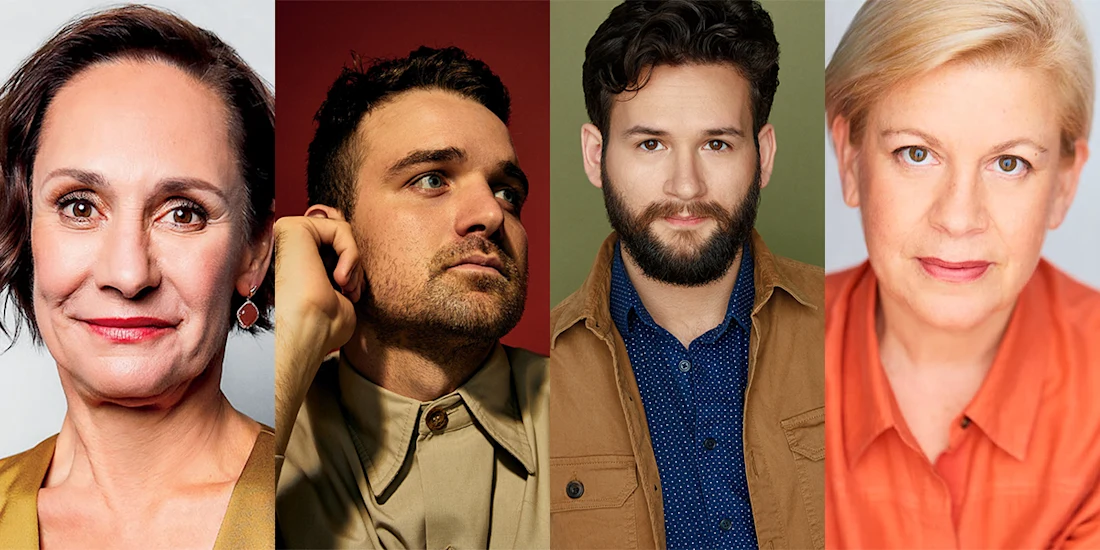 Four adults are shown in individual portrait photos arranged side by side, each facing the camera with neutral or slight expressions.