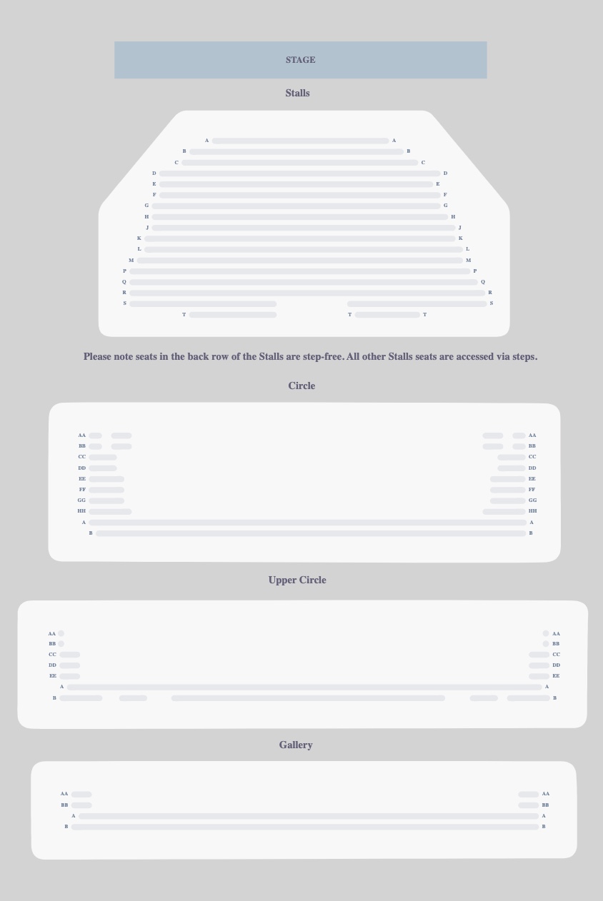 Seating plan for Twelfth Night at Barbican Centre