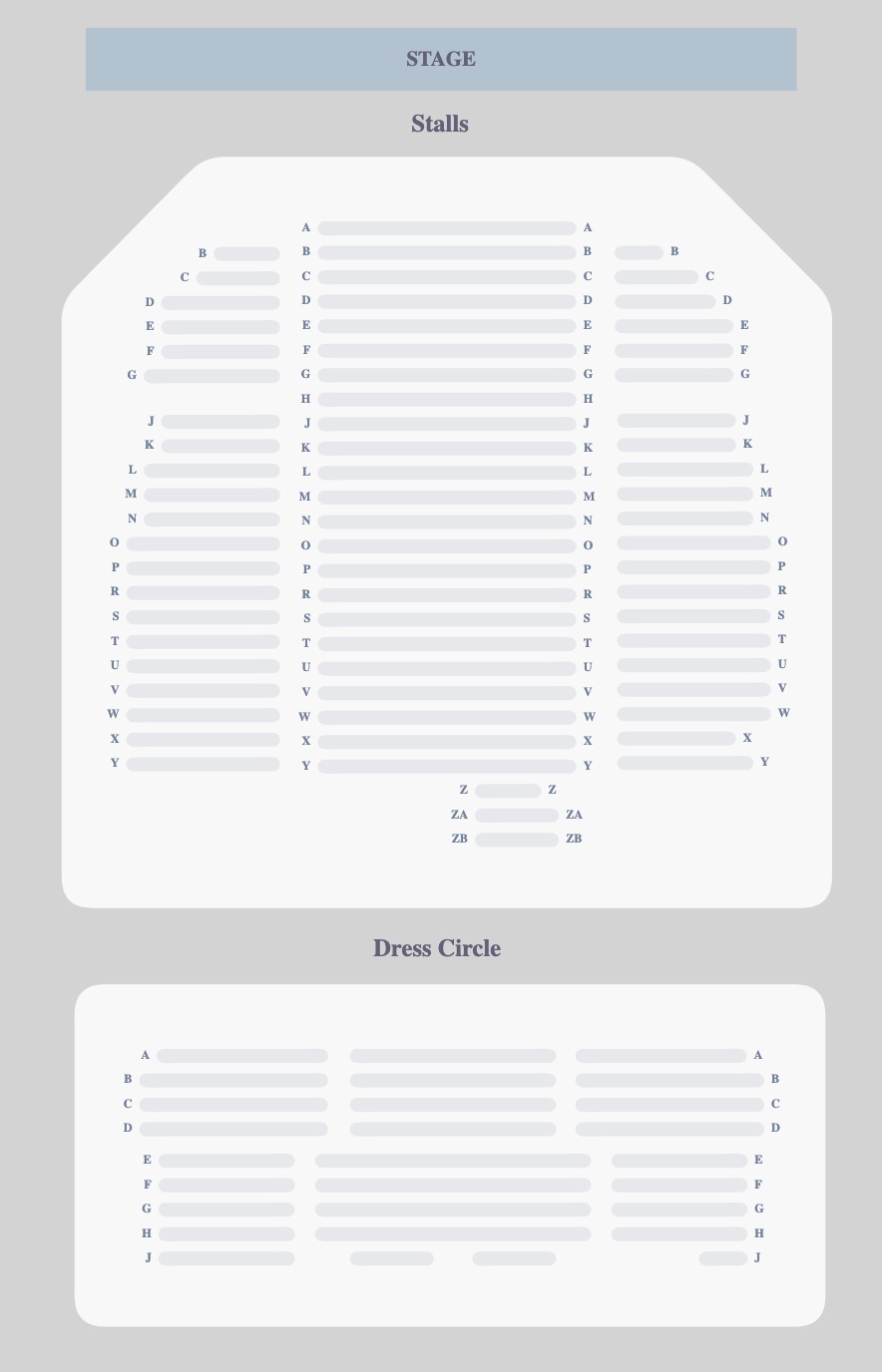 Seating plan for TUTU at Peacock Theatre