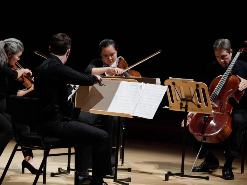 Production shot of LA Phil's Chamber Music and Wine in Los Angeles, featuring the Hindemith and Nielsen Octet.