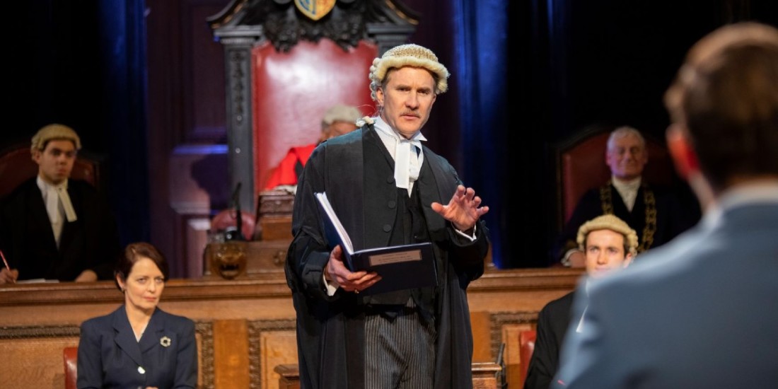 Photo credit: Jo Stone-Fewings and cast in Witness for the Prosecution (Photo by Ellie Kurttz)