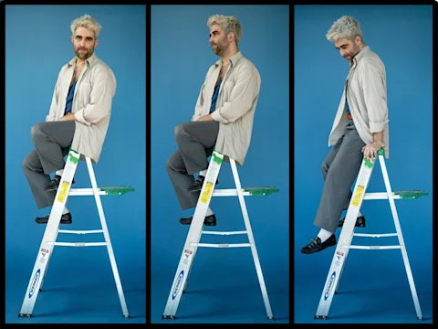 Photos of Mark Blane in Jason, Medea and the Tragedy at the PS19 Talent Show shown in three different poses.
