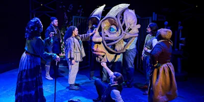 Photo credit: Dawn Hope, David Thaxton, Mary Moore, Marc Pickering,, Yazdan Qafouri and Nicola Blackman in The Sorcerer's Apprentice (Photo by Geraint Lewis)