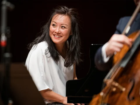 Production shot of The Chamber Music Society of Lincoln Center: Summer Evenings III in New York, with Pianist Wu Qian.