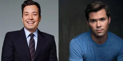 Photo credit: Jimmy Fallon and Andrew Rannells (Photos courtesy of Jimmy Fallon and IBDB respectively)