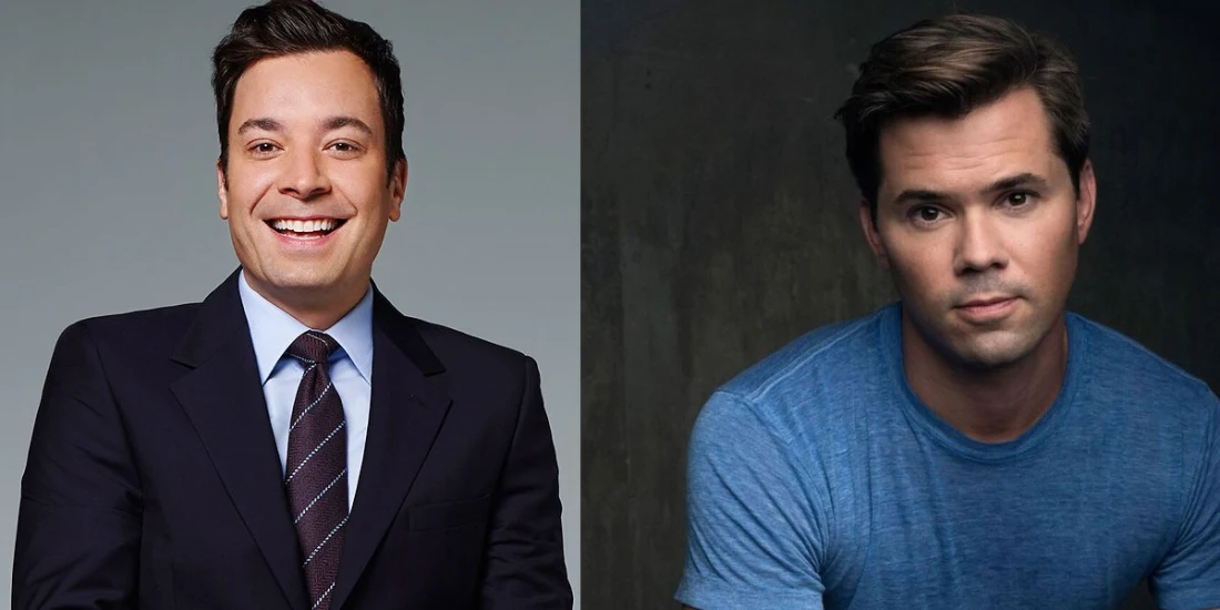 Photo credit: Jimmy Fallon and Andrew Rannells (Photos courtesy of Jimmy Fallon and IBDB respectively)