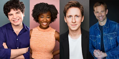 Four people pose for individual headshots against different colored backgrounds, each smiling and facing the camera.