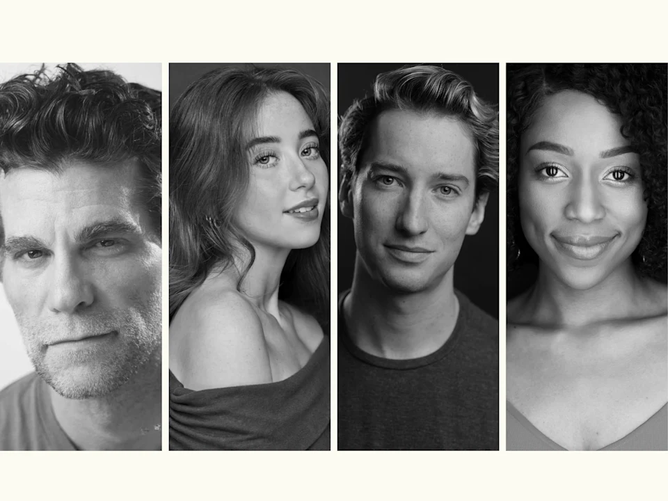 Four people in black and white portrait photos, each facing forward and looking at the camera, shown against a plain background.