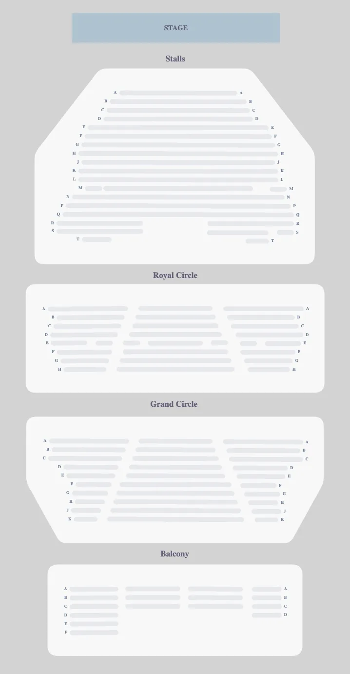 Seating plan for The Phantom of the Opera at His Majesty’s Theatre