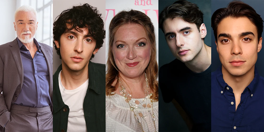 Five people stand or pose separately against different backgrounds, facing the camera with neutral or slight expressions.