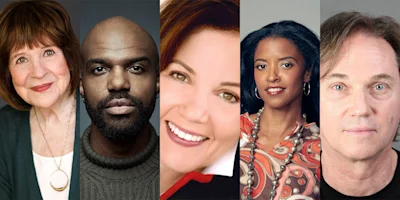 A composite image showing five adults of varying ages and diverse backgrounds, each facing forward and smiling or with a neutral expression.