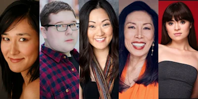 Five people are shown in individual portrait-style photos, each looking toward the camera with neutral or smiling expressions, against various backgrounds.