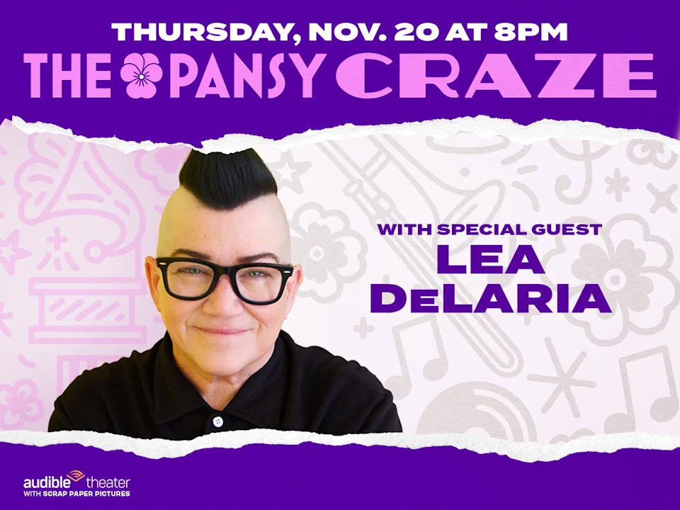 Promotional poster for "The Pansy Craze" event featuring special guest Lea DeLaria, scheduled for Thursday, Nov. 20 at 8pm.