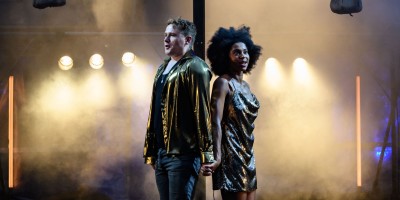 Photo credit: Joel MacCormack and Isabel Adomakoh Young as Romeo and Juliet (Photo by Jane Hobson)