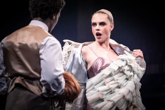 Production image of Cabaret in London featuring Cara Delevigne as Sally Bowles