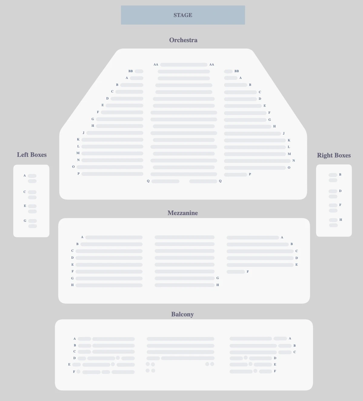 Belasco Theatre seating plan