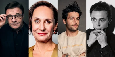 Four people are shown in a split-screen image, each facing the camera with neutral expressions against simple backgrounds.