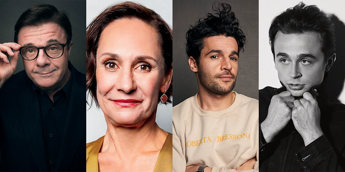 Four people are shown in a split-screen image, each facing the camera with neutral expressions against simple backgrounds.