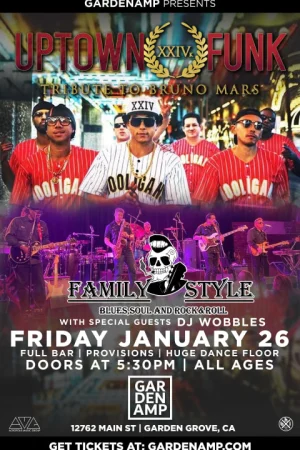 Bruno Mars tribute Uptown Funk with special guest Family Style Band at Garden Amp Tickets