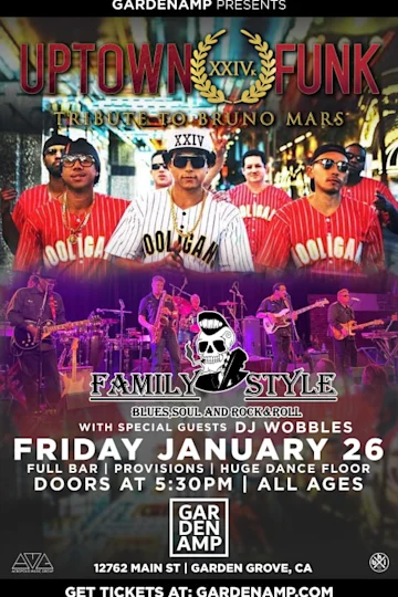 Bruno Mars tribute Uptown Funk with special guest Family Style Band at Garden Amp Tickets