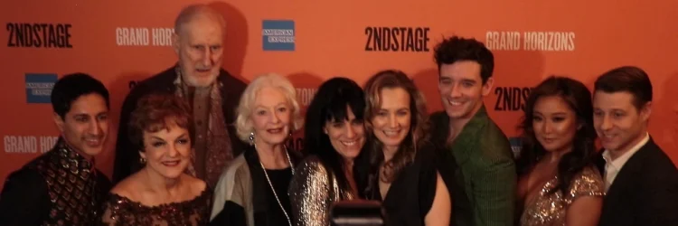 The cast of Grand Horizons with director Leigh Silverman and playwright Bess Wohl