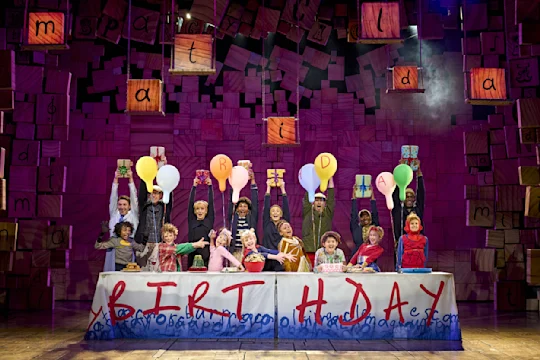 Production Photography of Matilda The Musical in London featuring the 2024 London company