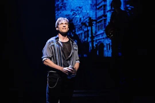Production photo of Rolling Thunder in New York, showing Justin Matthew Sargent.