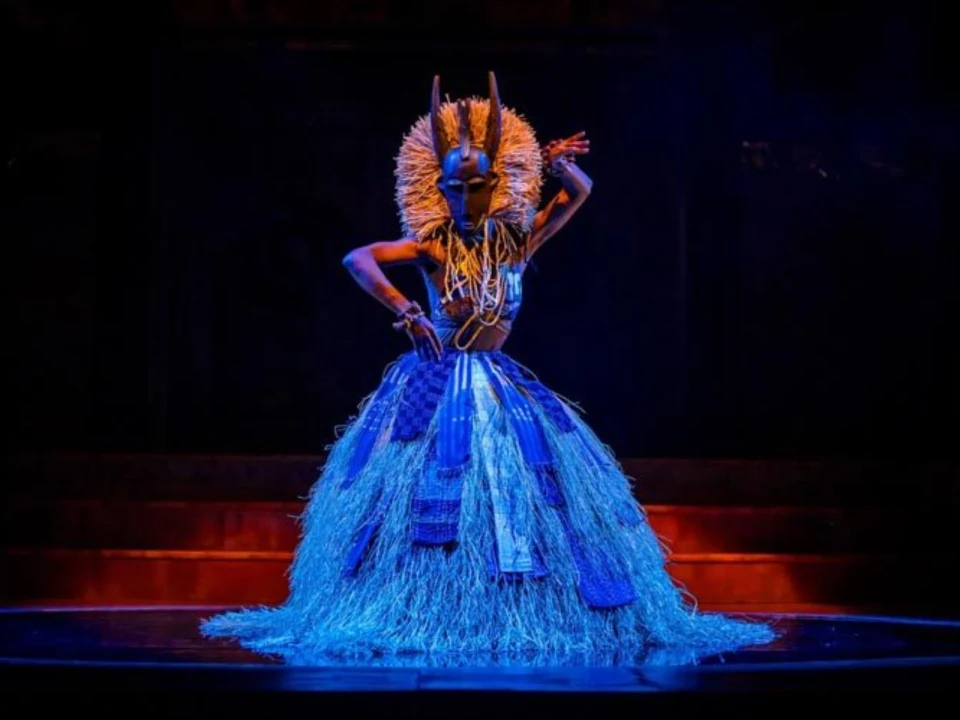 Production shot of Metamorphoses in Washington, DC with Miss Kitty as Water Nymph.