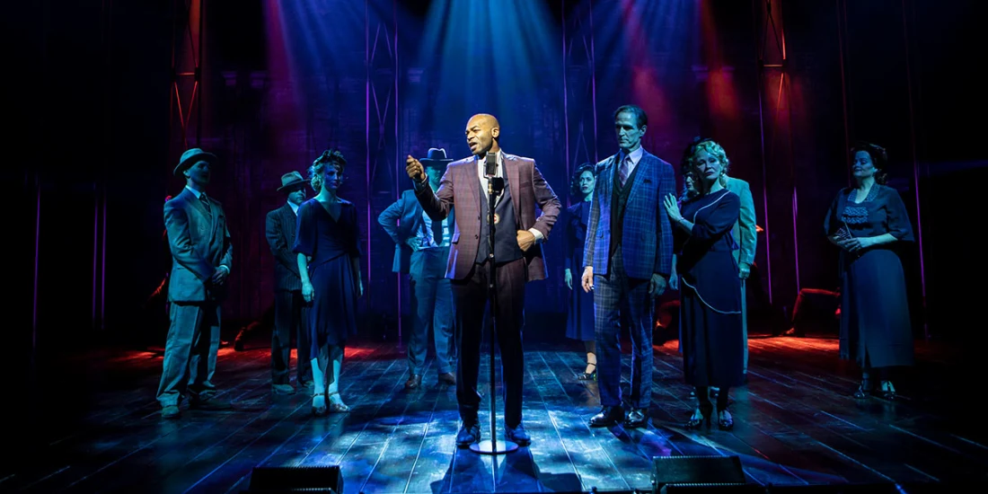 Brandon Victor Dixon and ensemble in Black No More. (Photo by Monique Carboni)