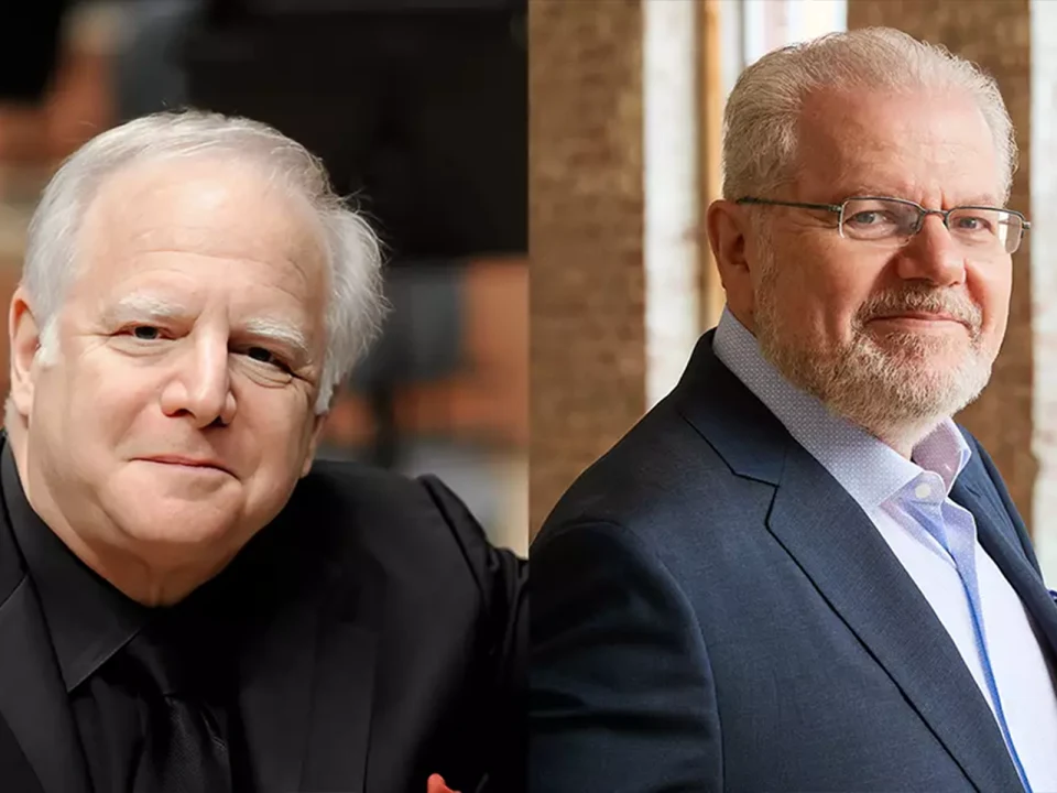 Production shot of Leonard Slatkin & Emanuel Ax in Washington DC.