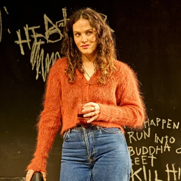 Production shot of An Enemy of the People in London, featuring Jessica Brown Findlay