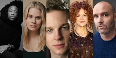 Five people are shown side by side in individual portrait photos, each facing the camera with neutral or slight expressions.