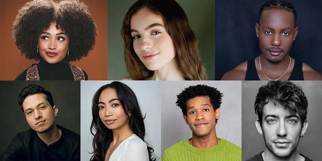 Seven people are shown in individual headshots, each facing the camera against simple backgrounds.