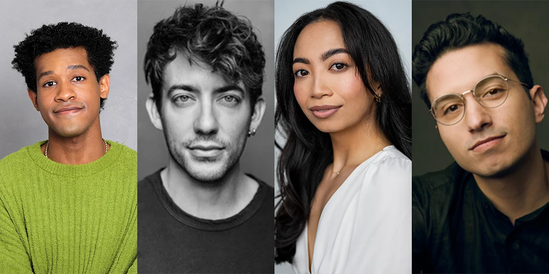 Four people are shown in individual headshots, each facing the camera against simple backgrounds.