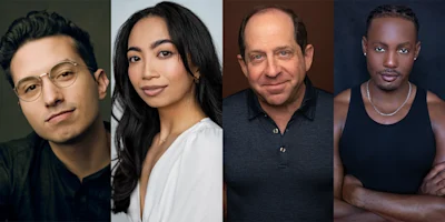 A collage of four people: a person with glasses, a woman with long dark hair, a middle-aged man in a dark shirt, and a man in a sleeveless top against studio backdrops.