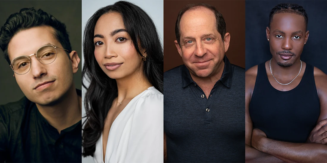A collage of four people: a person with glasses, a woman with long dark hair, a middle-aged man in a dark shirt, and a man in a sleeveless top against studio backdrops.