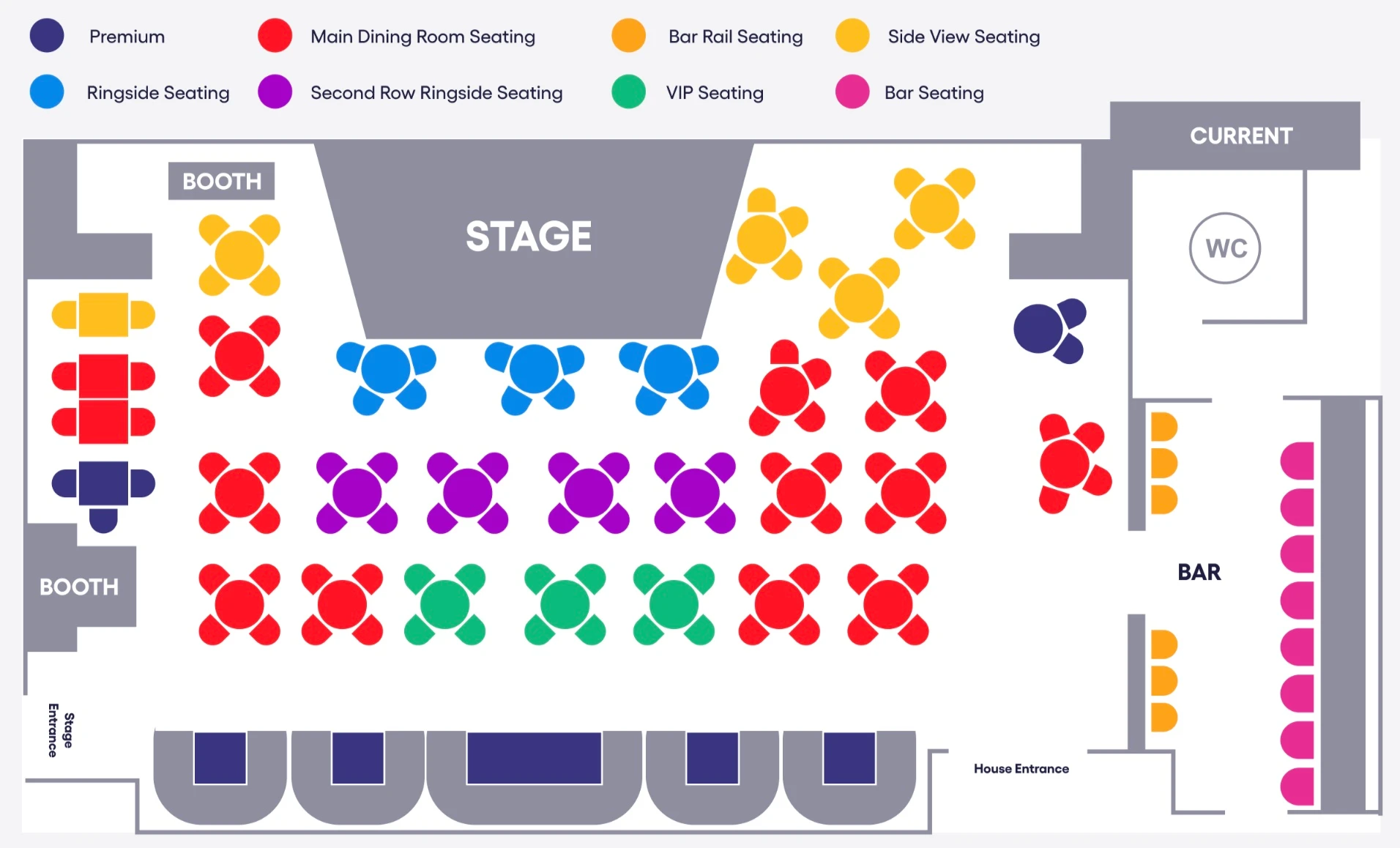 54 Below seating plan