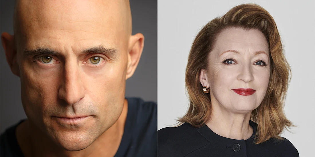 A bald man with a serious expression and a woman with shoulder-length hair and red lipstick, both facing the camera in separate headshots.