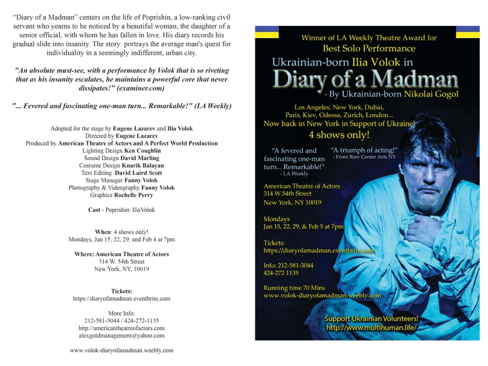Diary of a Madman- An absolute must-see! Fevered and fascinating solo turn!: What to expect - 1