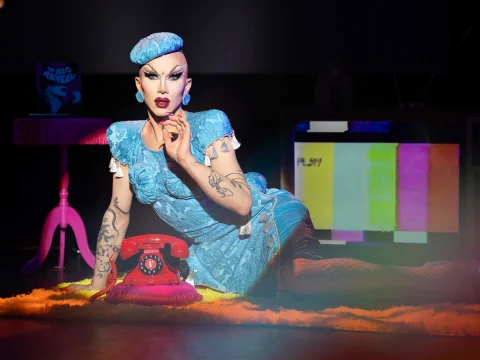 Production photo of Sasha Velour's The Big Reveal Live Show! in North Bethesda.