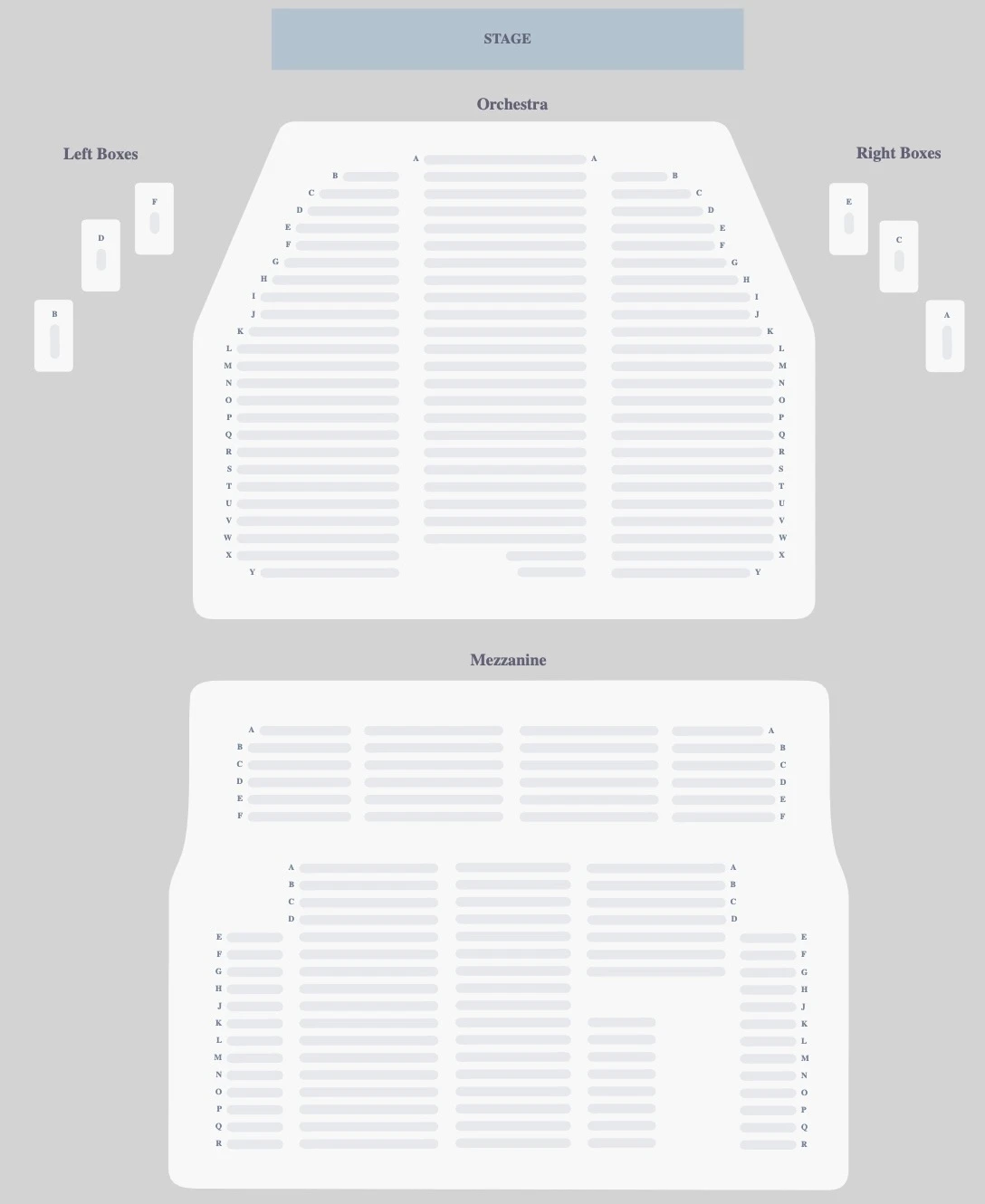 Broadway Theatre seating plan